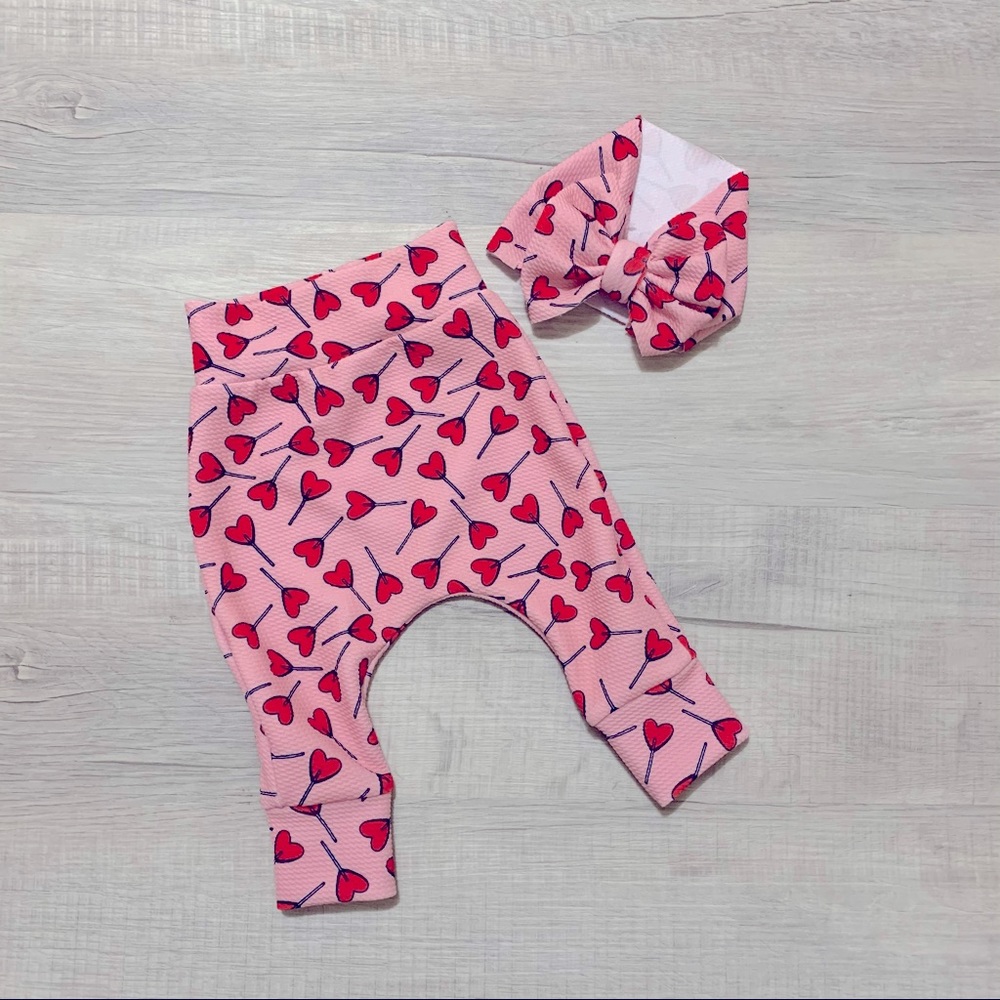 Baby Girl Valentines Joggers and Bow